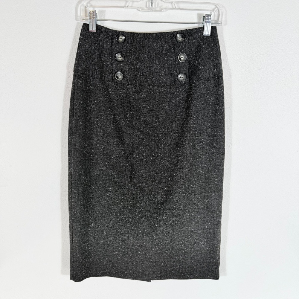 Iz Byer Vintage Y2K High Waisted Gray Tweed Textured Sailor Pencil Skirt Size 7